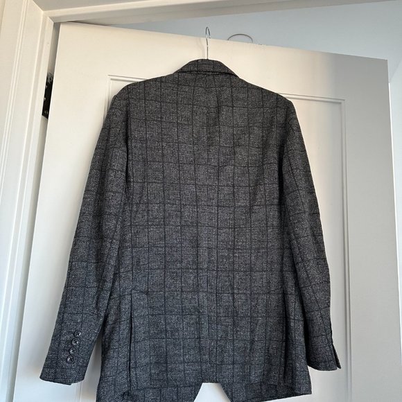 Bonobos Italian Men's Blazer Jacket 38R Slim Fit Wool Check Tweed Gray Charcoal - Picture 2 of 7